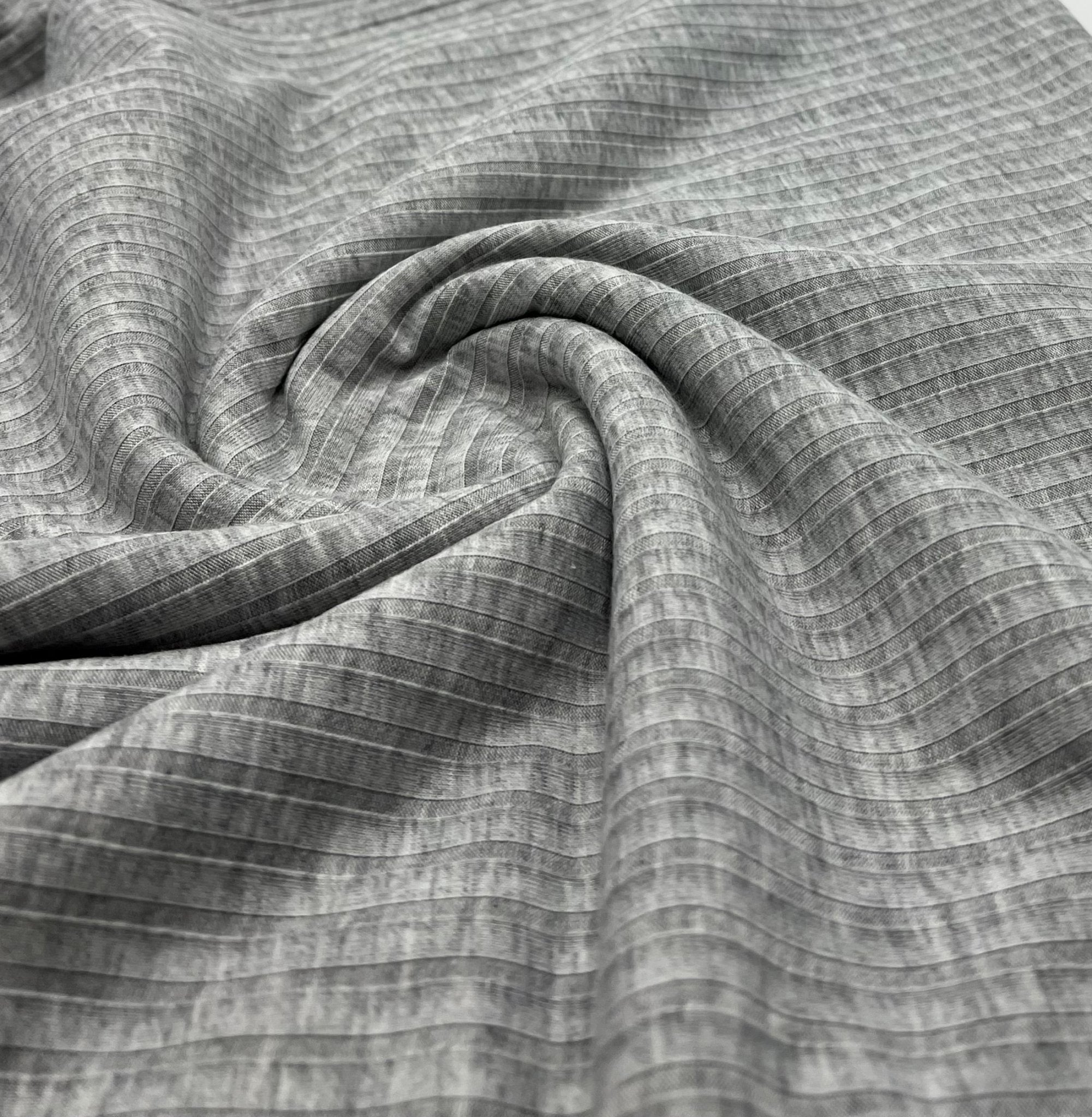 Grey 8x4 Wide Soft Rib Stretch Fabric - T9 Fabrics
